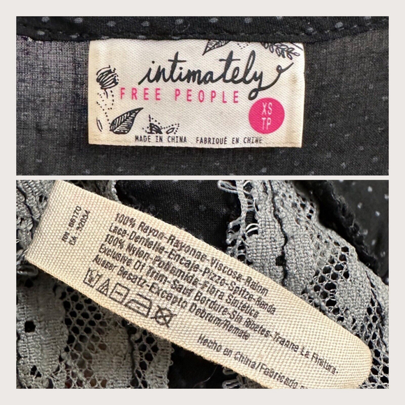 Intimately Free People Women’s Size Small XS Voile Trapeze Lace Black Gray Dress - Picture 6 of 6